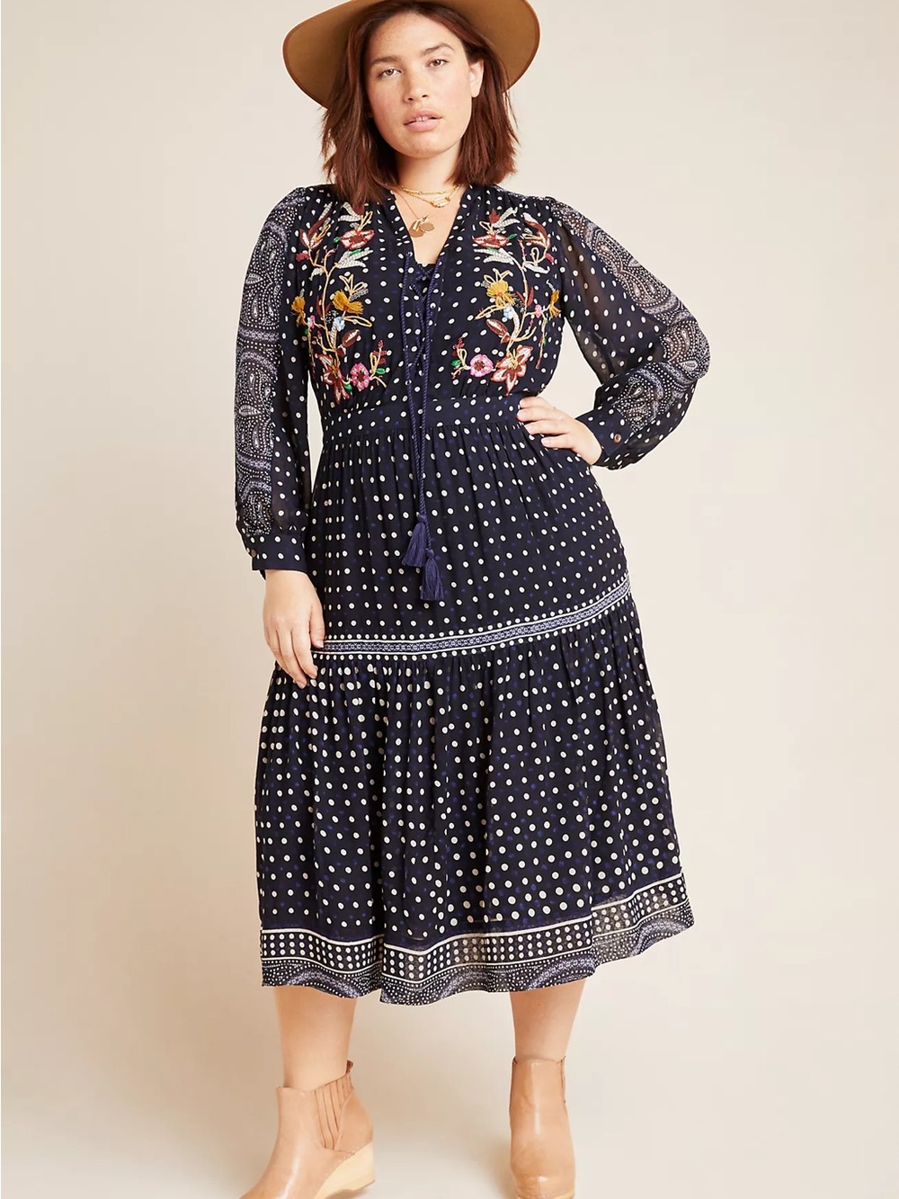 Maeve Cassidy Embroidered Midi Dress by Anthropologie